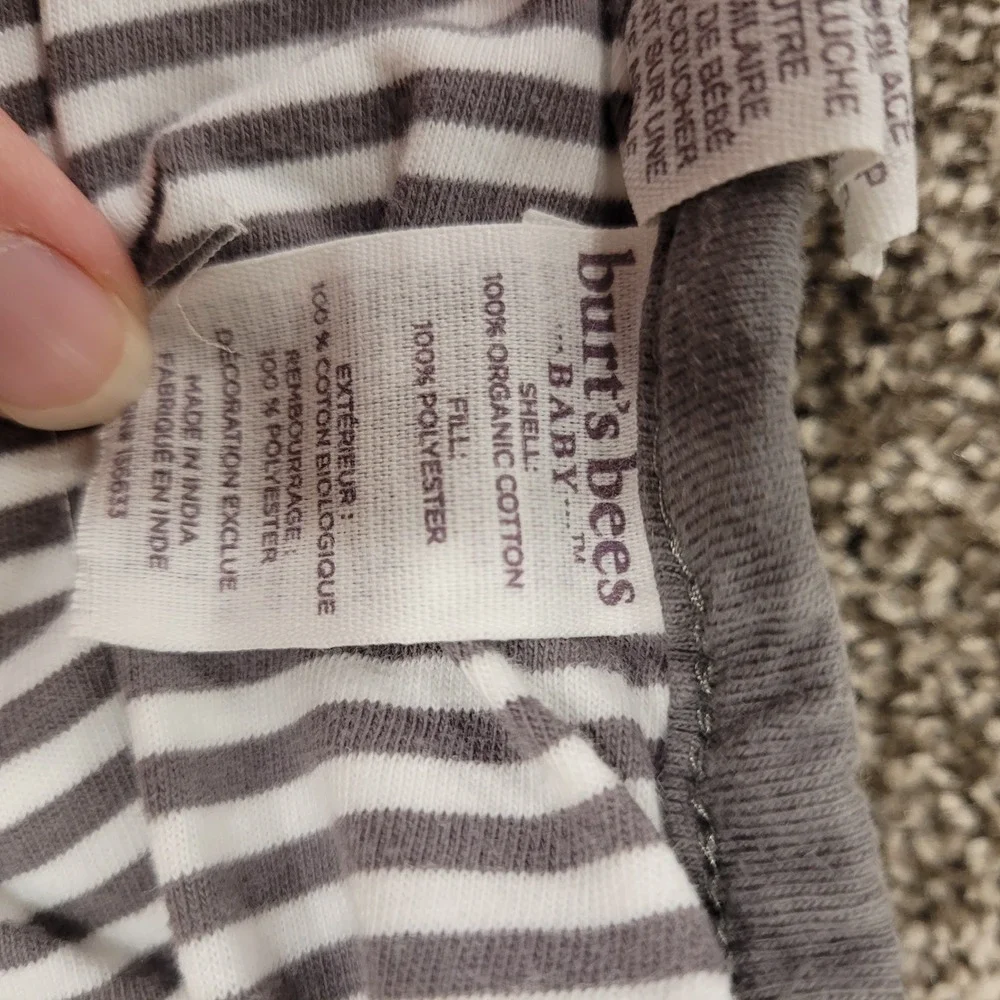 Burts Bees Baby Organic Cotton Reversible A-Bee-C Quilted Blanket Grey White
